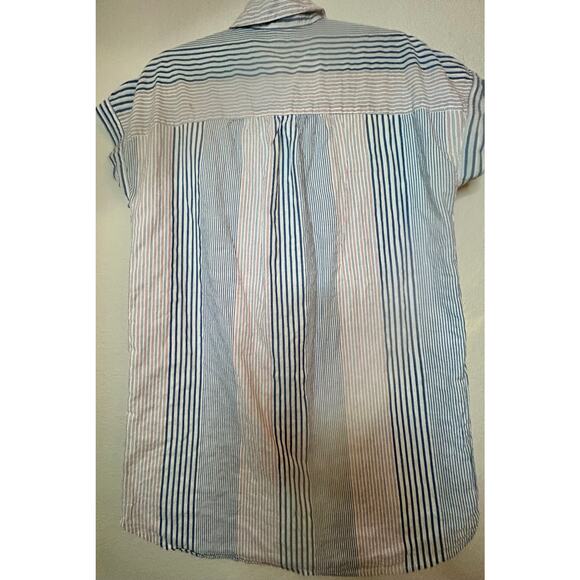 Madewell Central Shirtdress Rawley Stripe Tulum Blue Size Medium Excellent - Picture 9 of 11